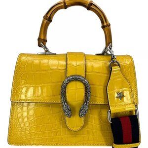 Gucci Dionysus Bamboo Top Handle Crocodile Bag